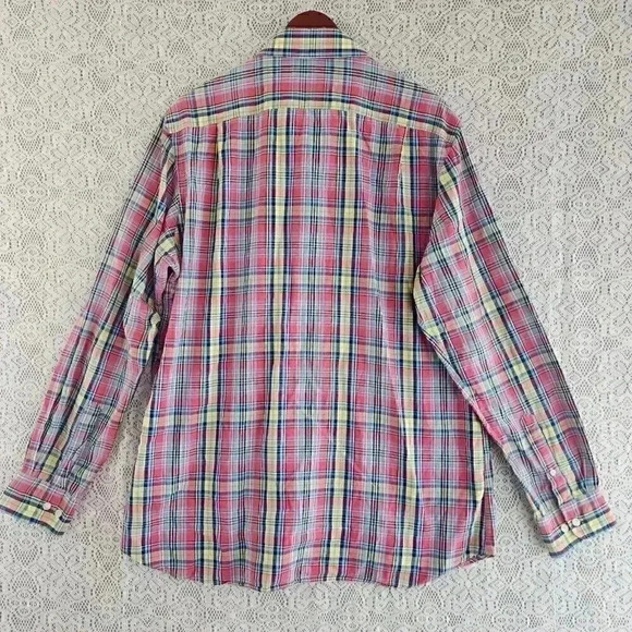 Bobby Jones Pink Plaid Button Up Long sleeve Men's Shirt XL - Picture 2 of 8